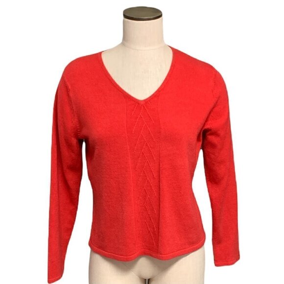 VTG Norton McNaughton So-Soft V-Neck Sweater PL/Petite Large Red 212E - Picture 1 of 6